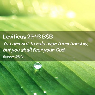 Picture 02 - Leviticus 25:43 BSB - You are not to rule over them harshly, but you - Bible Verse Picture