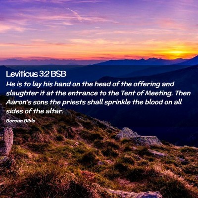 Picture 02 - Leviticus 3:2 BSB - He is to lay his hand on the head of the offering - Bible Verse Picture