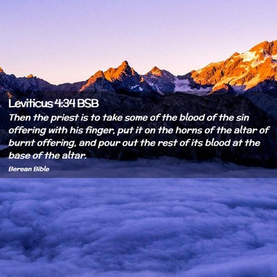 Picture 02 - Leviticus 4:34 BSB - Then the priest is to take some of the blood of - Bible Verse Picture