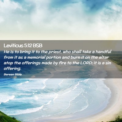 Picture 02 - Leviticus 5:12 BSB - He is to bring it to the priest, who shall take a - Bible Verse Picture