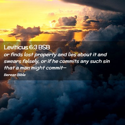 Picture 02 - Leviticus 6:3 BSB - or finds lost property and lies about it and - Bible Verse Picture
