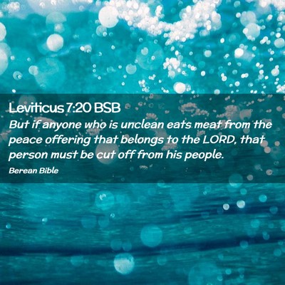 Picture 02 - Leviticus 7:20 BSB - But if anyone who is unclean eats meat from the - Bible Verse Picture
