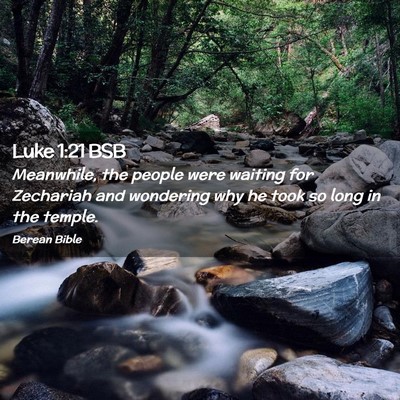 Picture 02 - Luke 1:21 BSB - Meanwhile, the people were waiting for Zechariah - Bible Verse Picture