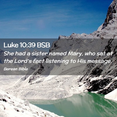 Picture 02 - Luke 10:39 BSB - She had a sister named Mary, who sat at the - Bible Verse Picture