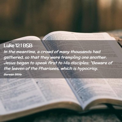 Picture 02 - Luke 12:1 BSB - In the meantime, a crowd of many thousands had - Bible Verse Picture