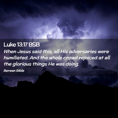 Picture 02 - Luke 13:17 BSB - When Jesus said this, all His adversaries were - Bible Verse Picture