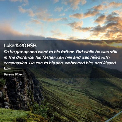 Picture 02 - Luke 15:20 BSB - So he got up and went to his father. But while he - Bible Verse Picture