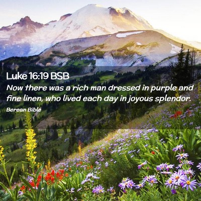 Picture 02 - Luke 16:19 BSB - Now there was a rich man dressed in purple and - Bible Verse Picture