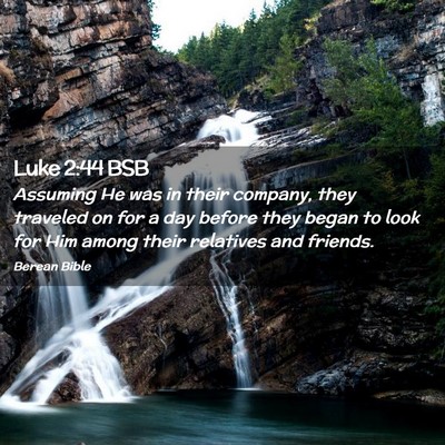 Picture 02 - Luke 2:44 BSB - Assuming He was in their company, they traveled - Bible Verse Picture