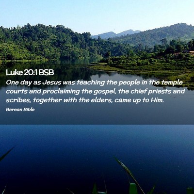 Picture 02 - Luke 20:1 BSB - One day as Jesus was teaching the people in the - Bible Verse Picture