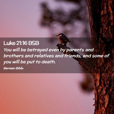 Picture 02 - Luke 21:16 BSB - You will be betrayed even by parents and brothers - Bible Verse Picture