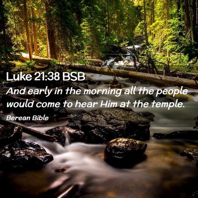 Picture 02 - Luke 21:38 BSB - And early in the morning all the people would - Bible Verse Picture