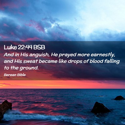 Picture 02 - Luke 22:44 BSB - And in His anguish, He prayed more earnestly, and - Bible Verse Picture
