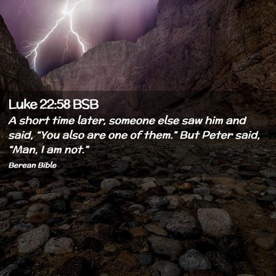 Picture 02 - Luke 22:58 BSB - A short time later, someone else saw him and - Bible Verse Picture