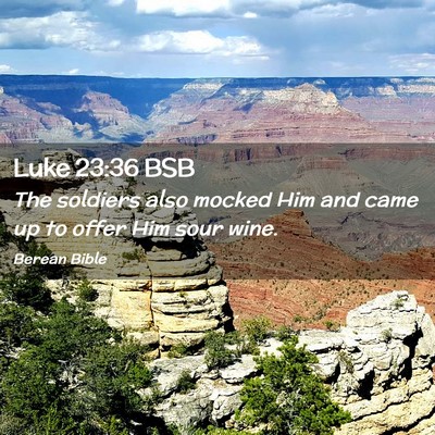 Picture 02 - Luke 23:36 BSB - The soldiers also mocked Him and came up to offer - Bible Verse Picture
