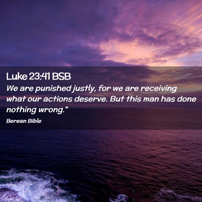 Picture 02 - Luke 23:41 BSB - We are punished justly, for we are receiving what - Bible Verse Picture