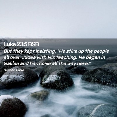 Picture 02 - Luke 23:5 BSB - But they kept insisting, “He stirs up the - Bible Verse Picture