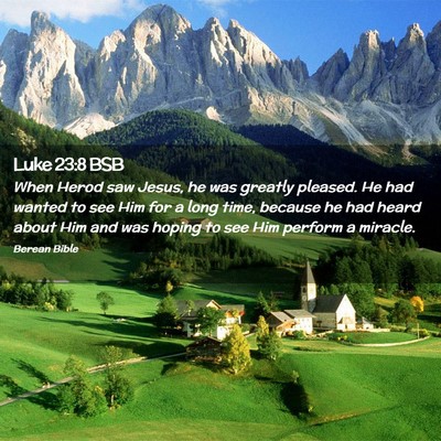Picture 02 - Luke 23:8 BSB - When Herod saw Jesus, he was greatly pleased. He - Bible Verse Picture