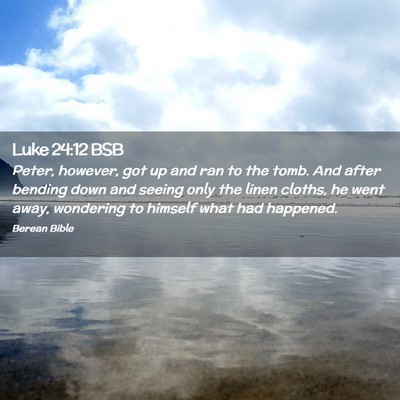 Picture 02 - Luke 24:12 BSB - Peter, however, got up and ran to the tomb. And - Bible Verse Picture