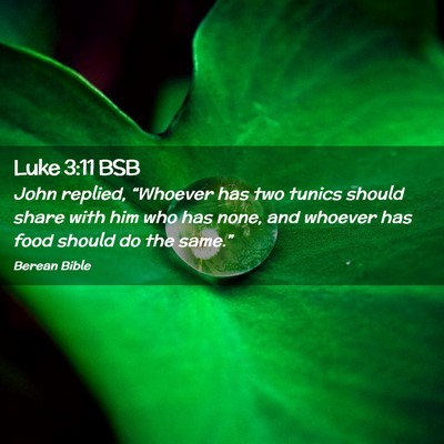Picture 02 - Luke 3:11 BSB - John replied, “Whoever has two tunics should - Bible Verse Picture