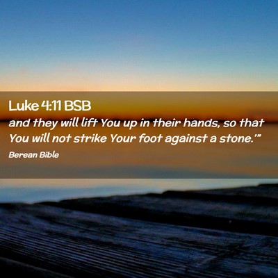 Picture 02 - Luke 4:11 BSB - and they will lift You up in their hands, so that - Bible Verse Picture