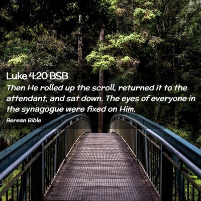 Picture 02 - Luke 4:20 BSB - Then He rolled up the scroll, returned it to the - Bible Verse Picture