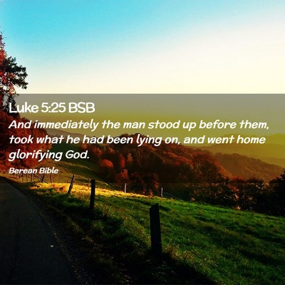 Picture 02 - Luke 5:25 BSB - And immediately the man stood up before them, - Bible Verse Picture