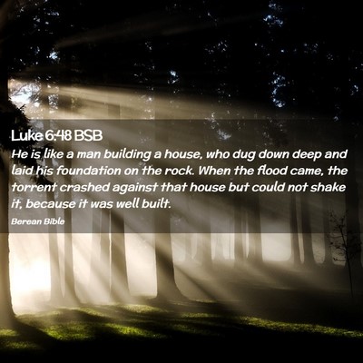 Picture 02 - Luke 6:48 BSB - He is like a man building a house, who dug down - Bible Verse Picture