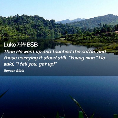 Picture 02 - Luke 7:14 BSB - Then He went up and touched the coffin, and those - Bible Verse Picture