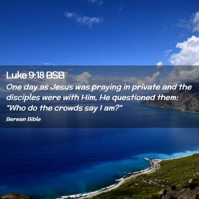 Picture 02 - Luke 9:18 BSB - One day as Jesus was praying in private and the - Bible Verse Picture