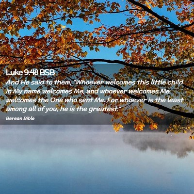 Picture 02 - Luke 9:48 BSB - And He said to them, “Whoever welcomes this - Bible Verse Picture