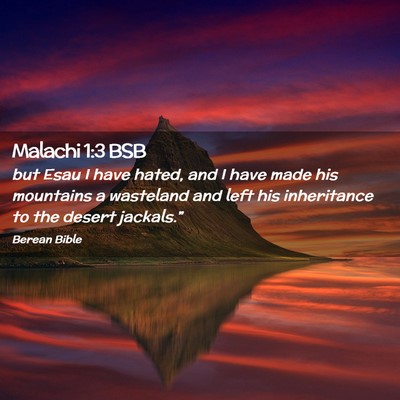 Picture 02 - Malachi 1:3 BSB - but Esau I have hated, and I have made his - Bible Verse Picture