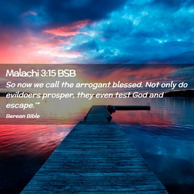 Picture 02 - Malachi 3:15 BSB - So now we call the arrogant blessed. Not only do - Bible Verse Picture