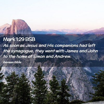 Picture 02 - Mark 1:29 BSB - As soon as Jesus and His companions had left the - Bible Verse Picture