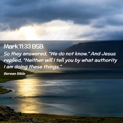 Picture 02 - Mark 11:33 BSB - So they answered, “We do not know.” And Jesus - Bible Verse Picture