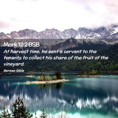 Picture 02 - Mark 12:2 BSB - At harvest time, he sent a servant to the tenants - Bible Verse Picture