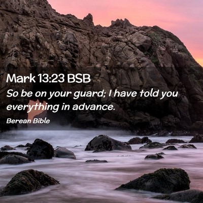 Picture 02 - Mark 13:23 BSB - So be on your guard; I have told you everything - Bible Verse Picture