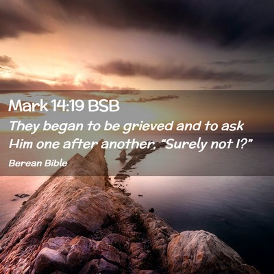 Picture 02 - Mark 14:19 BSB - They began to be grieved and to ask Him one after - Bible Verse Picture