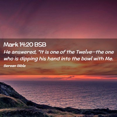 Picture 02 - Mark 14:20 BSB - He answered, “It is one of the Twelve—the one - Bible Verse Picture