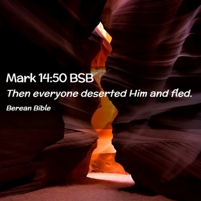 Picture 02 - Mark 14:50 BSB - Then everyone deserted Him and - Bible Verse Picture