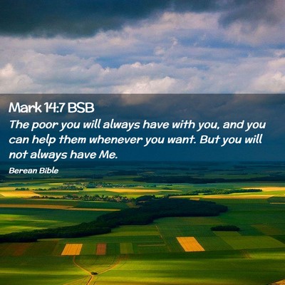 Picture 02 - Mark 14:7 BSB - The poor you will always have with you, and you - Bible Verse Picture