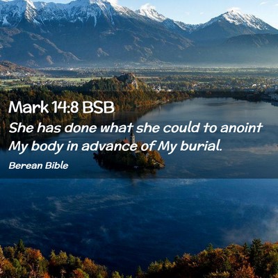 Picture 02 - Mark 14:8 BSB - She has done what she could to anoint My body in - Bible Verse Picture