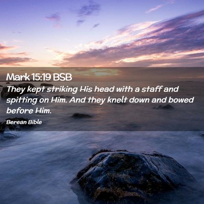 Picture 02 - Mark 15:19 BSB - They kept striking His head with a staff and - Bible Verse Picture