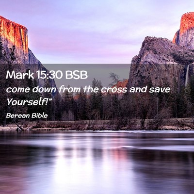 Picture 02 - Mark 15:30 BSB - come down from the cross and save - Bible Verse Picture