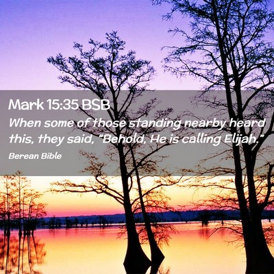 Picture 02 - Mark 15:35 BSB - When some of those standing nearby heard this, - Bible Verse Picture