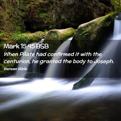 Picture 02 - Mark 15:45 BSB - When Pilate had confirmed it with the centurion, - Bible Verse Picture