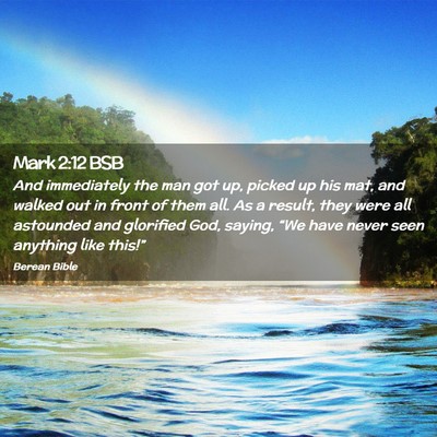 Picture 02 - Mark 2:12 BSB - And immediately the man got up, picked up his - Bible Verse Picture