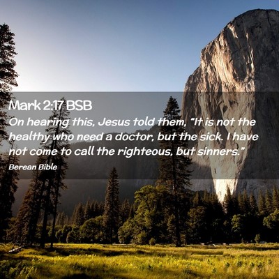 Picture 02 - Mark 2:17 BSB - On hearing this, Jesus told them, “It is not - Bible Verse Picture