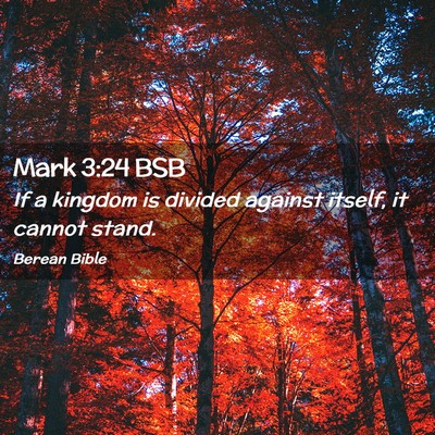 Picture 02 - Mark 3:24 BSB - If a kingdom is divided against itself, it cannot - Bible Verse Picture