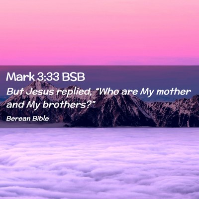 Picture 02 - Mark 3:33 BSB - But Jesus replied, “Who are My mother and My - Bible Verse Picture
